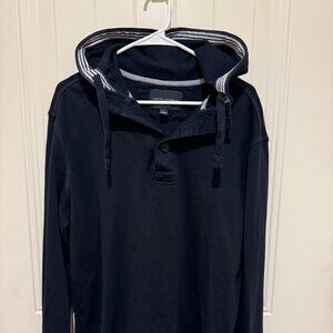 (c 2010) Banana Republic Mens Large Hoodie Pullover Nautical Detail Navy Blue